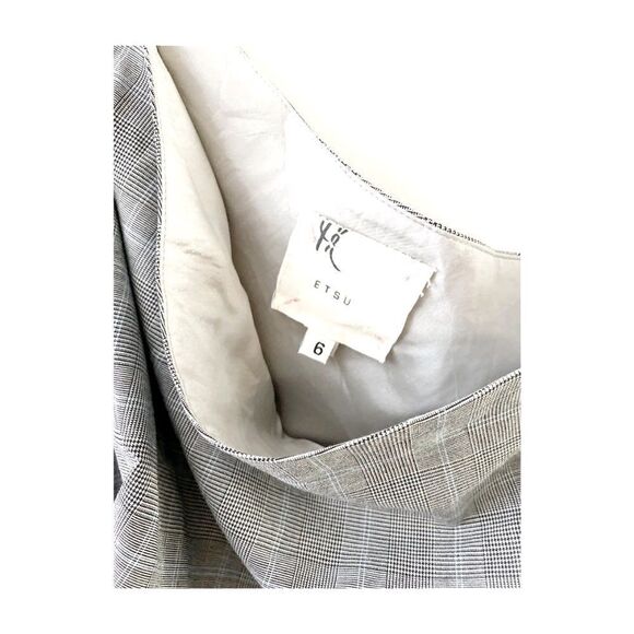 NWT Etsu Gray Plaid One Shoulder Dress 6 - Picture 6 of 8